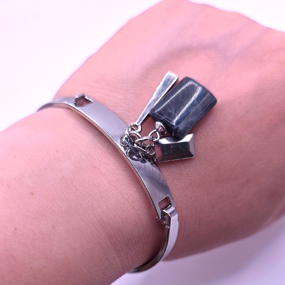 Silvertone Charm Bangle Bracelet